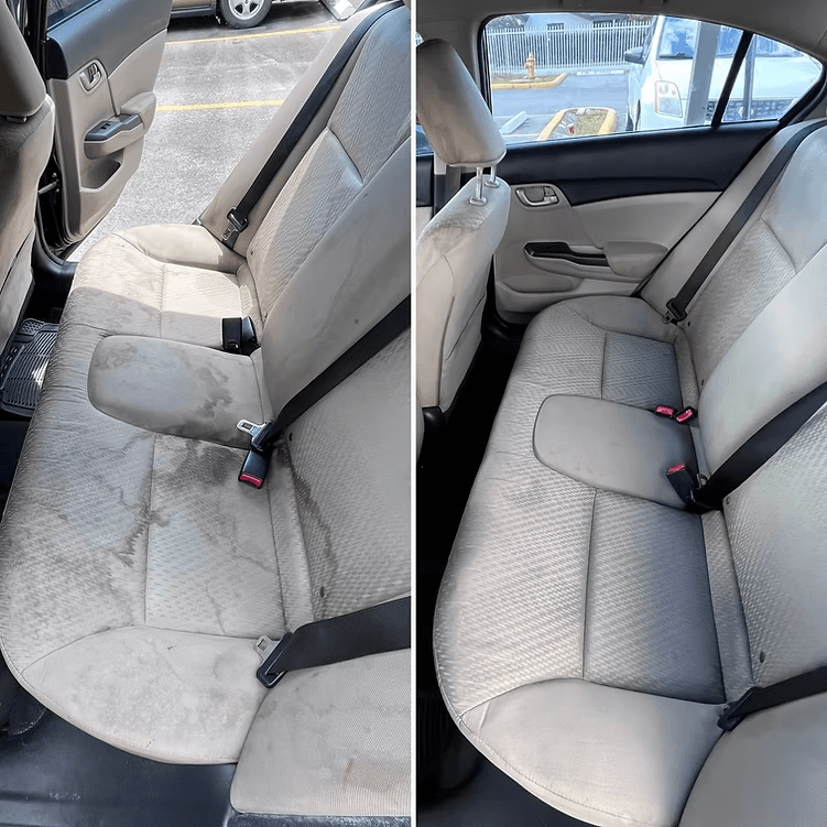 Honda Civic rear seats deep clean before and after