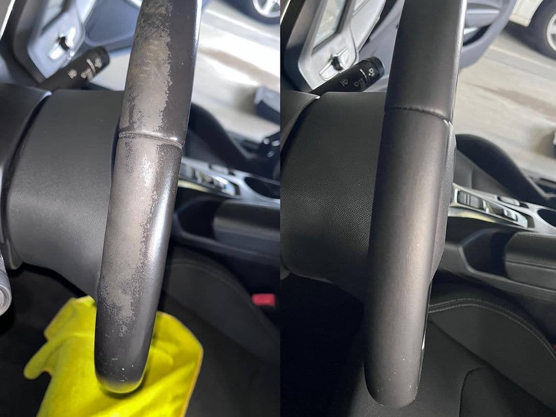 Steering wheel before and after